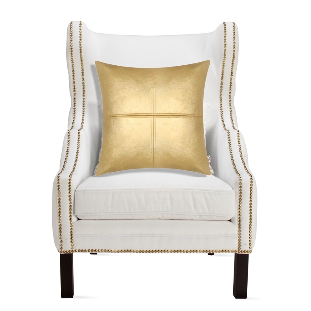 Luxury Home | Elegant Gold Faux Leather Luxe Throw Pillow Cover